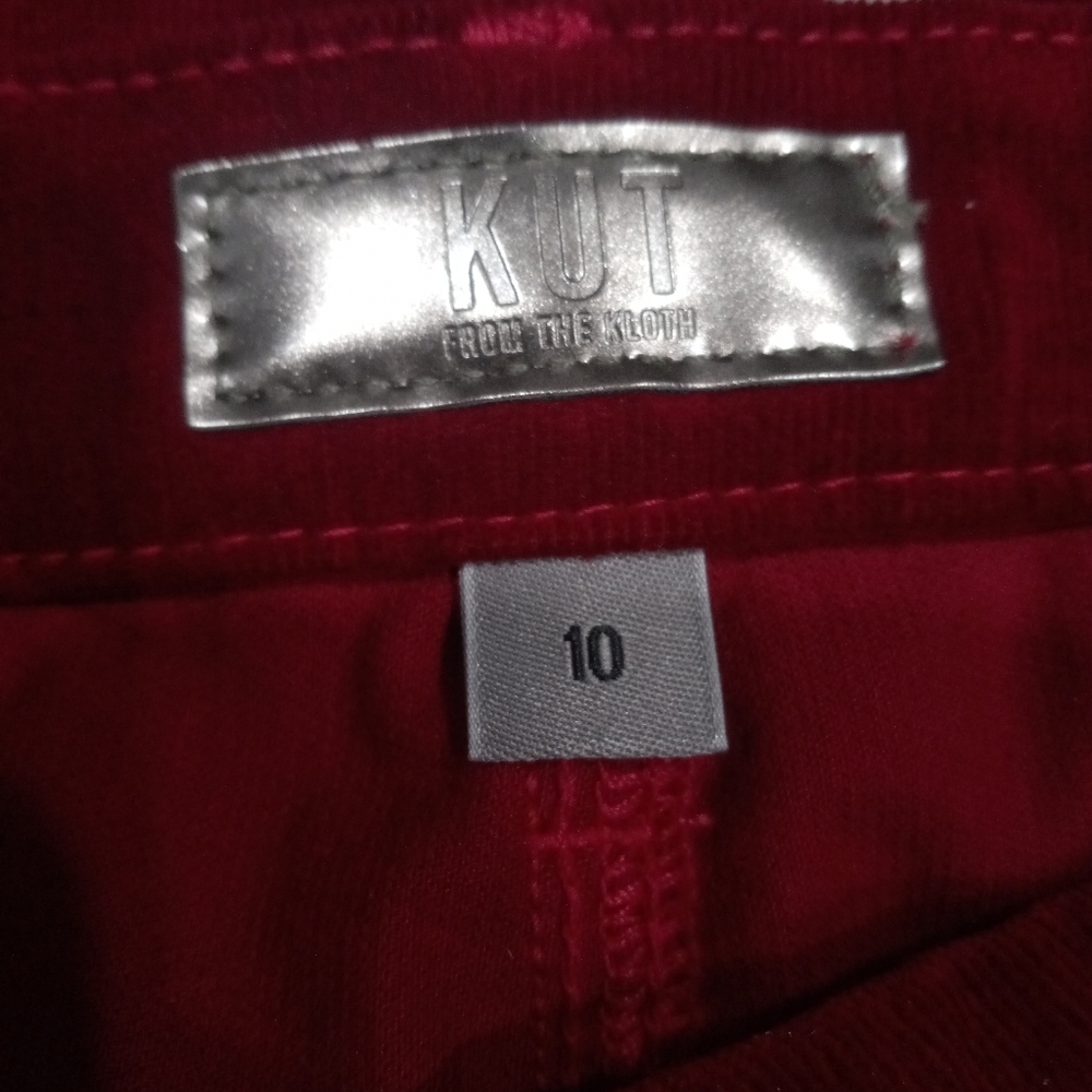 Kut From The Kloth Velvet High Rise Meg Fab Ab Wide Red Pants - Picture 11 of 16